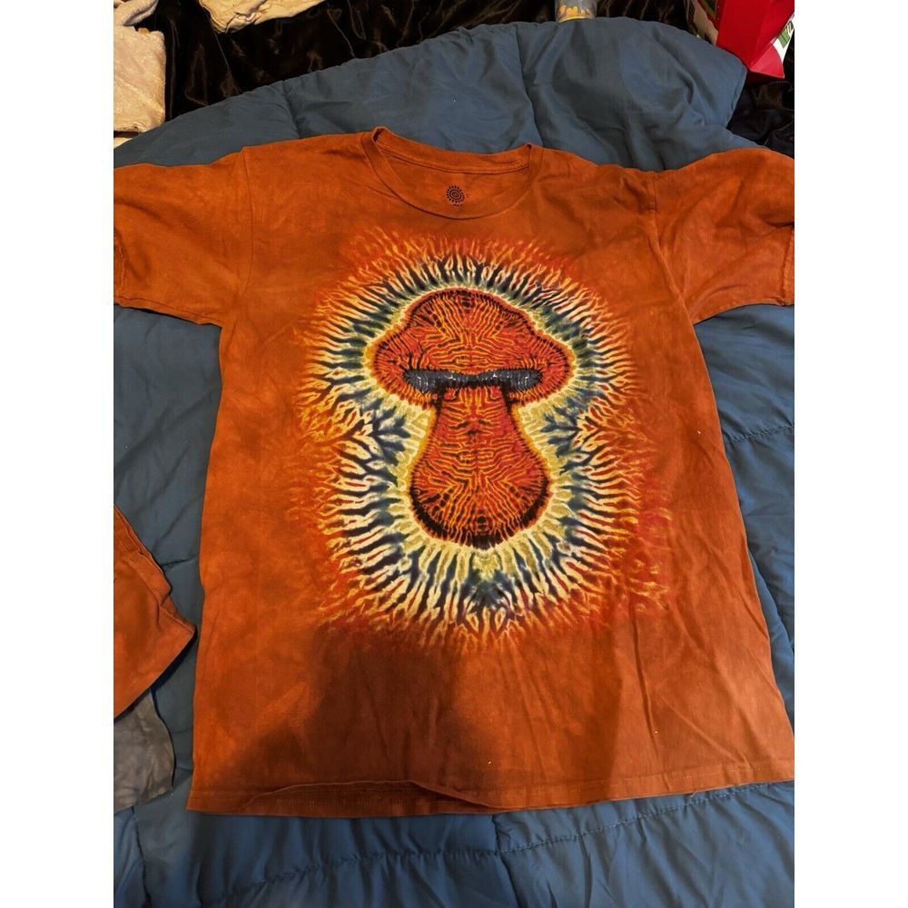 The Mountain Mushroom Tie Dye Short Sleeve Shirt Unisex L Small Orange
